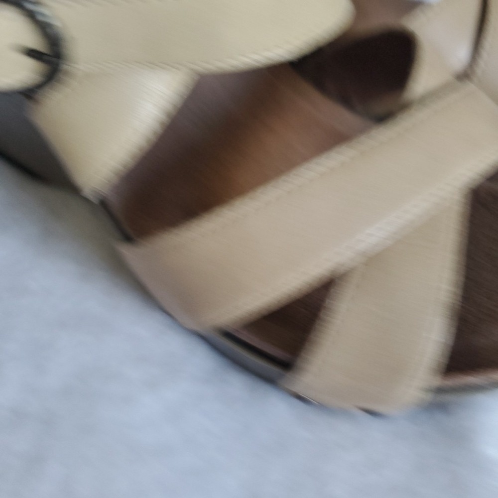 Dansko Frida Wedge Sandals 10.5 Brown Leather Criss Cross Buckle Ankle Strap 41 - Picture 3 of 11